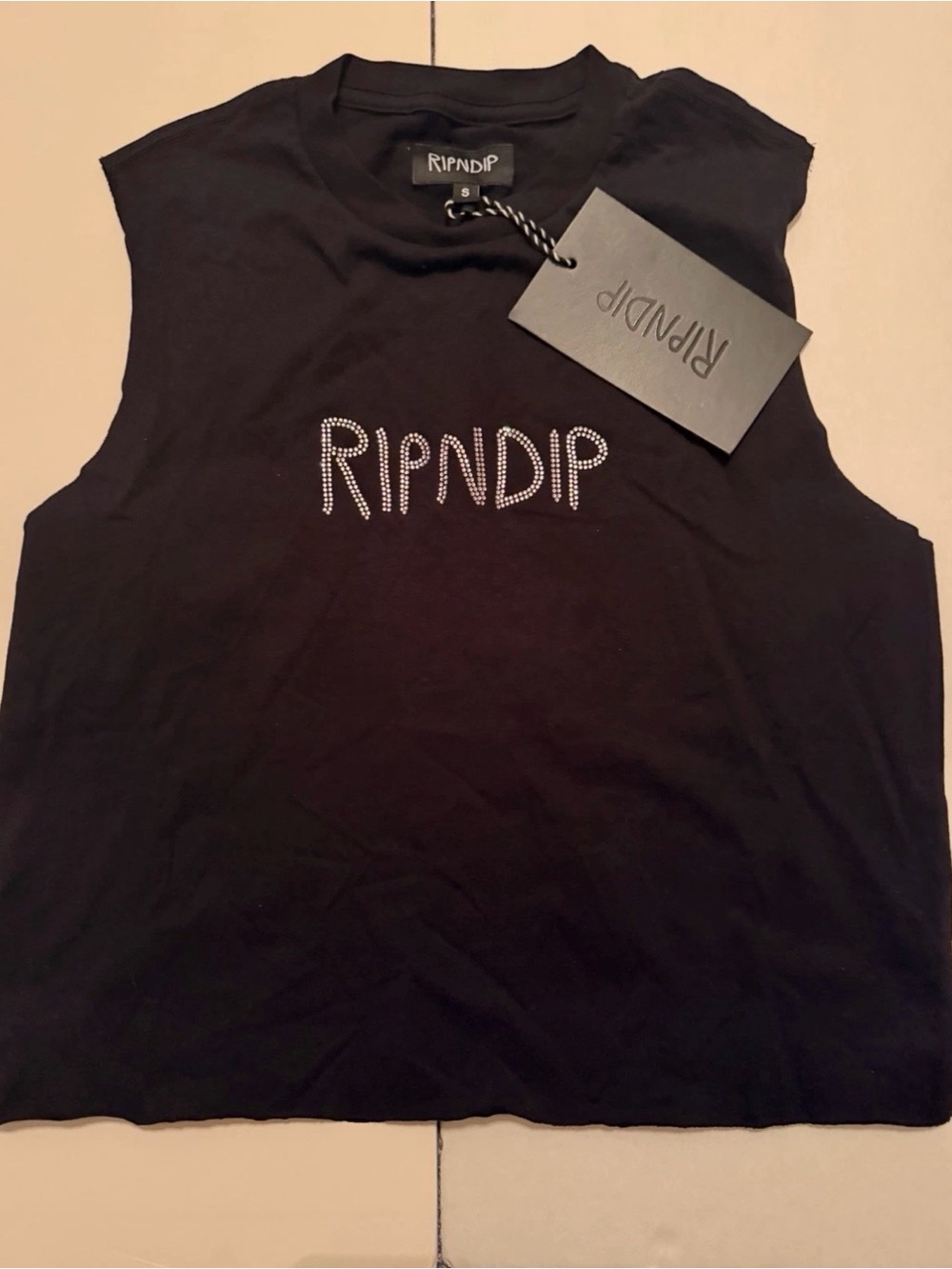 Ripndip Black Rhinestone Logo Tee Size Small